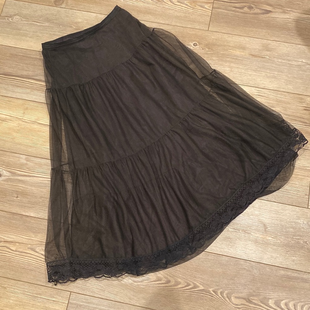 Free people brown tulle maxi skirt Size Small